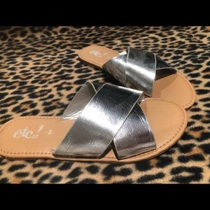 Silver criss cross sandals